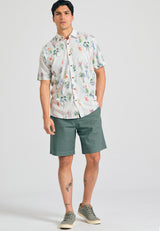 Pantaloni scurți chino lejer din amestec de in - Verde mineral