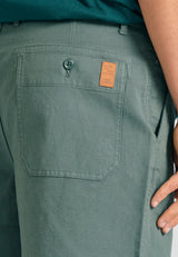 Pantaloni scurți chino lejer din amestec de in - Verde mineral
