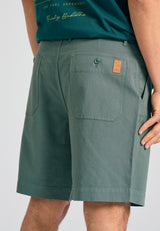 Pantaloni scurți chino lejer din amestec de in - Verde mineral