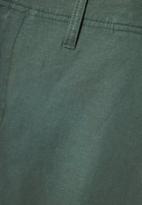 Pantaloni scurți chino lejer din amestec de in - Verde mineral