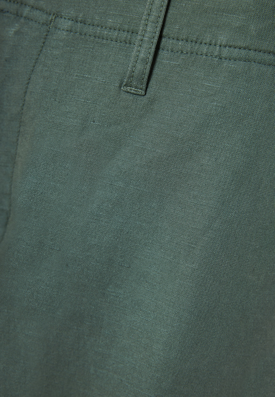 Pantaloni scurți chino lejer din amestec de in - Verde mineral