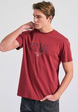 Tricou din bumbac organic cu imprimeu de logo - Roșu vin