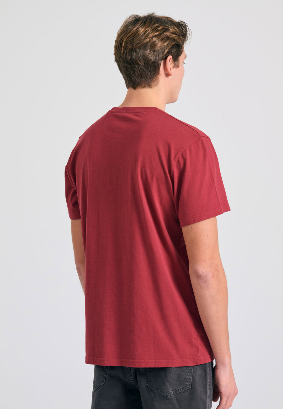 Tricou din bumbac organic cu imprimeu de logo - Roșu vin