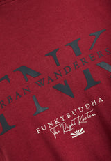 Tricou din bumbac organic cu imprimeu de logo - Roșu vin