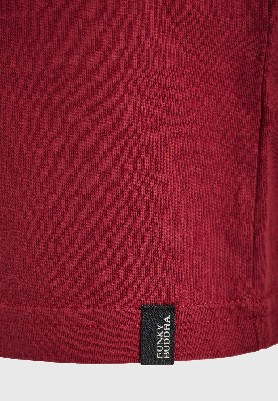 Tricou din bumbac organic cu imprimeu de logo - Roșu vin
