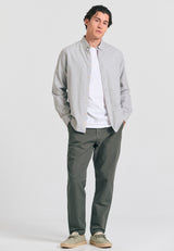 Comfort fit linen blend chino pants - Dusty green