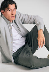 Comfort fit linen blend chino pants - Dusty green
