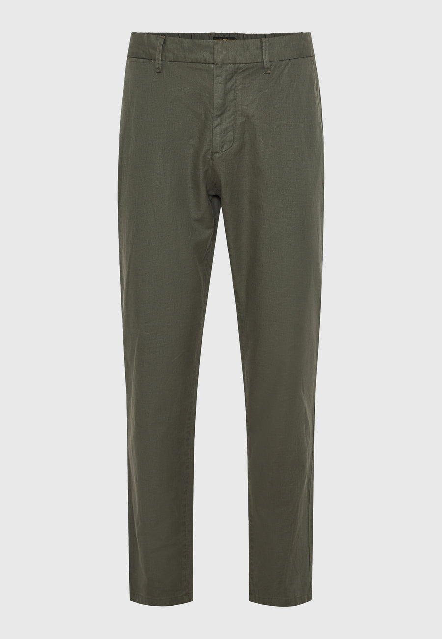 Comfort fit linen blend chino pants - Dusty green