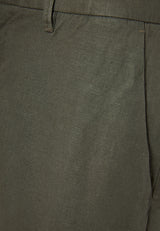 Comfort fit linen blend chino pants - Dusty green