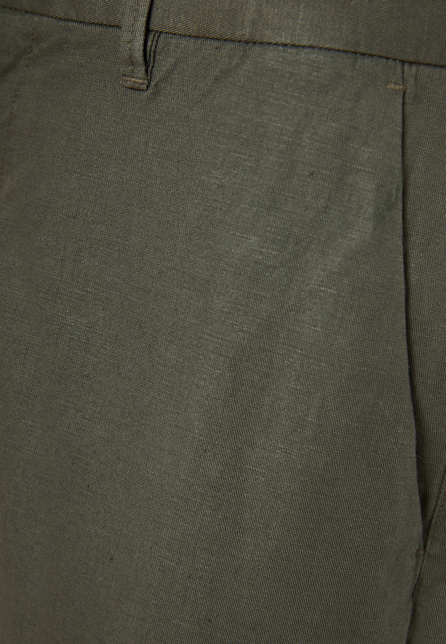 Comfort fit linen blend chino pants - Dusty green