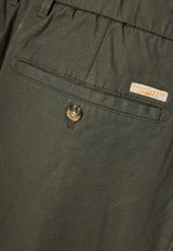 Comfort fit linen blend chino pants - Dusty green