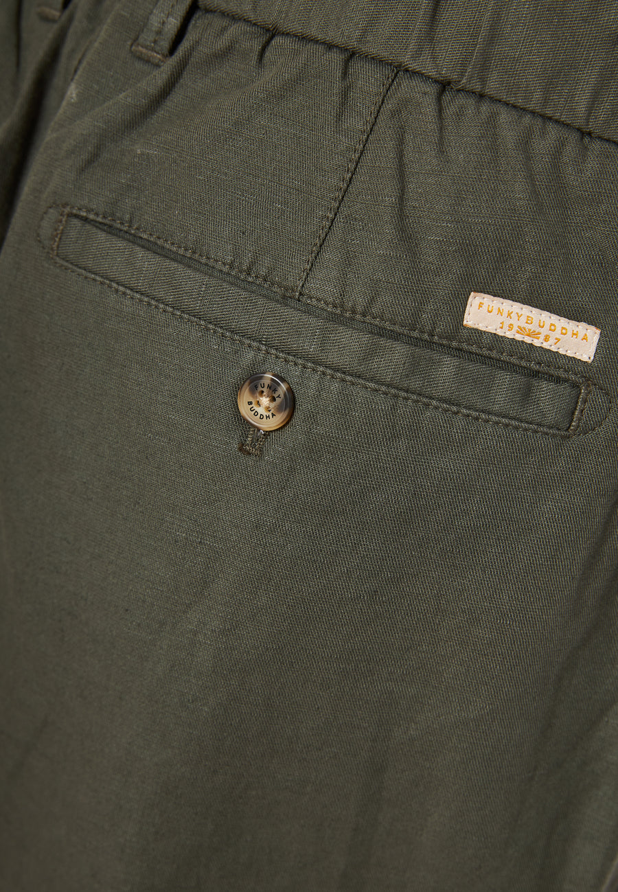 Comfort fit linen blend chino pants - Dusty green