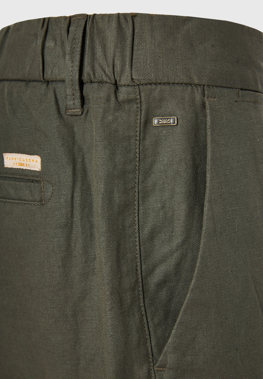 Comfort fit linen blend chino pants - Dusty green