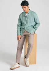 Comfort fit linen blend chino pants - Greige