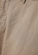 Comfort fit linen blend chino pants - Greige