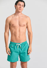 Men's plain swim shorts with decorative pocket - Carribean green