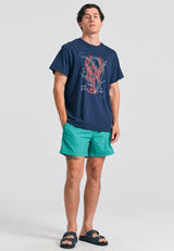 Men's plain swim shorts with decorative pocket - Carribean green