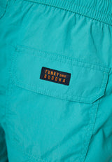 Pantaloni scurți de baie simpli pentru bărbați cu buzunar decorativ - Verde caraibian