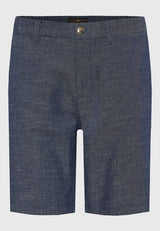 Pantaloni scurți chino vopsiți în fire pentru bărbați, cu croială confortabilă și bandă elastică - Denim