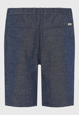Pantaloni scurți chino vopsiți în fire pentru bărbați, cu croială confortabilă și bandă elastică - Denim