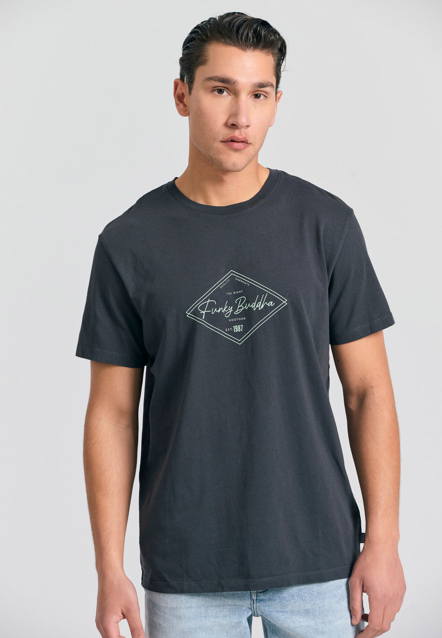 Tricou cu imprimeu Funky Buddha - Antracit