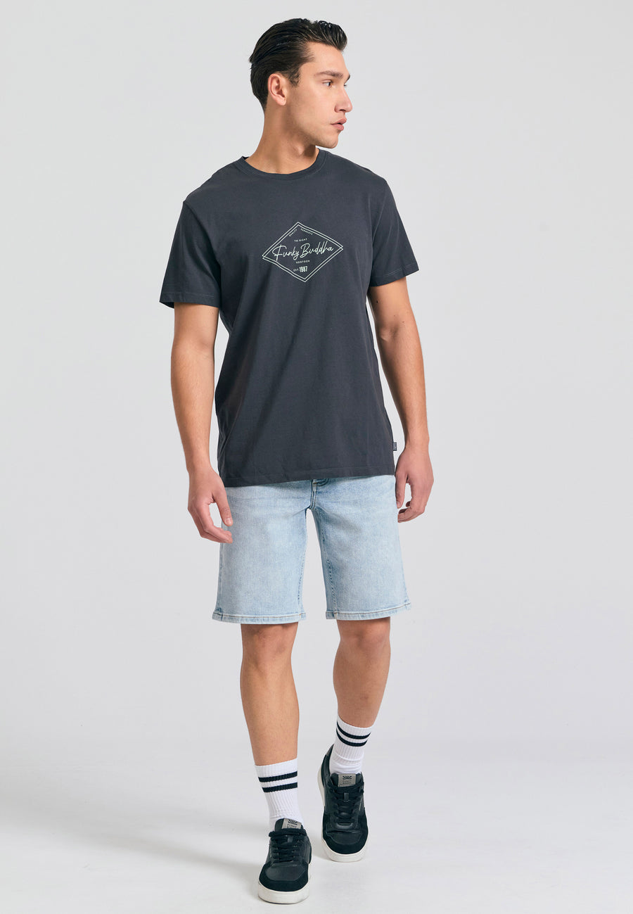 Tricou cu imprimeu Funky Buddha - Antracit