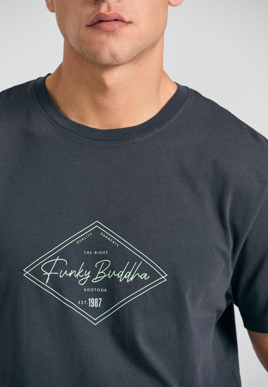Tricou cu imprimeu Funky Buddha - Antracit