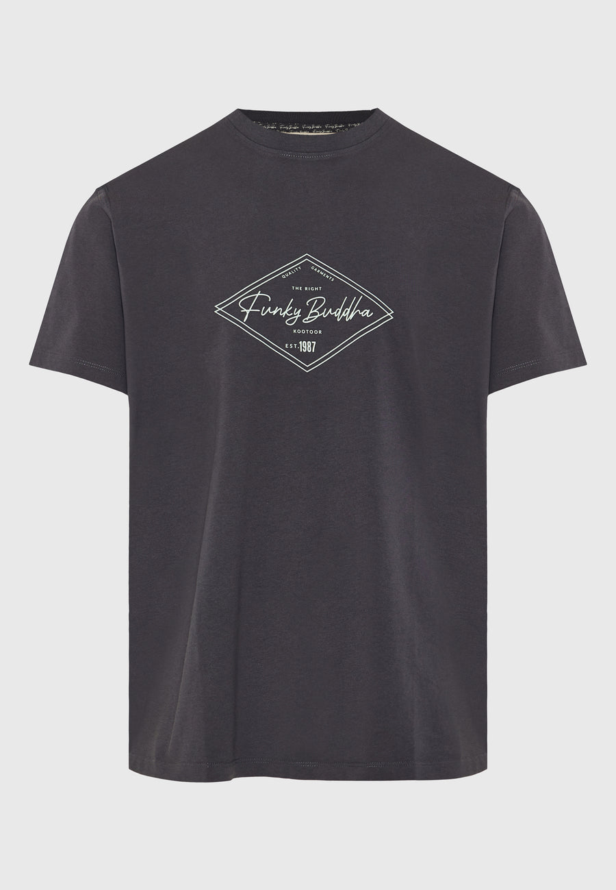 Tricou cu imprimeu Funky Buddha - Antracit