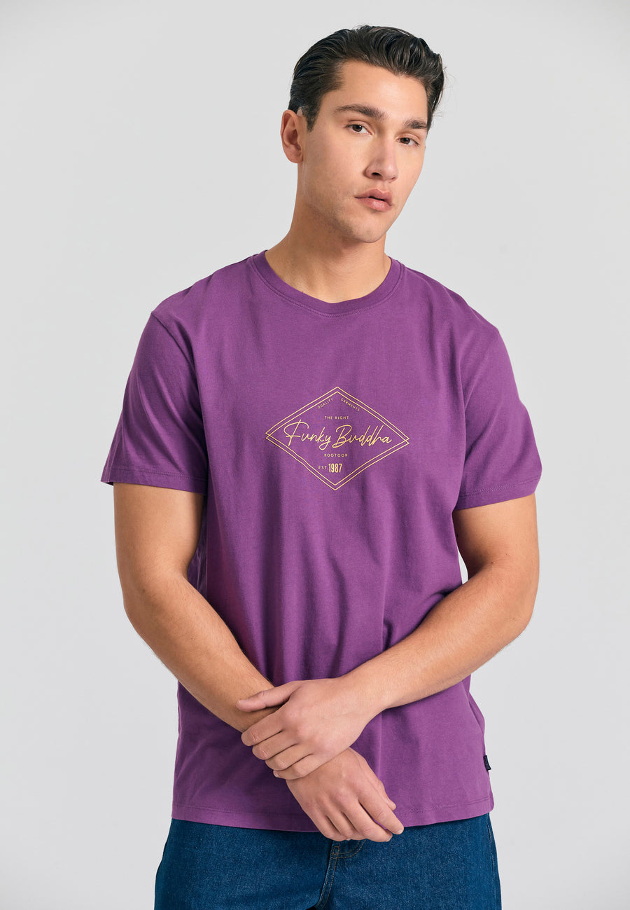 Tricou cu imprimeu Funky Buddha - Md prună