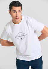 Tricou cu imprimeu Funky Buddha - Alb