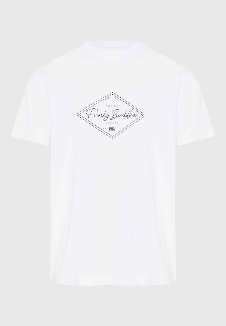 Tricou cu imprimeu Funky Buddha - Alb