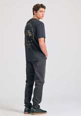 Tricou cu croială lejeră și imprimeu artistic pe spate - Antracit