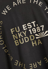Tricou cu croială lejeră și imprimeu artistic pe spate - Antracit
