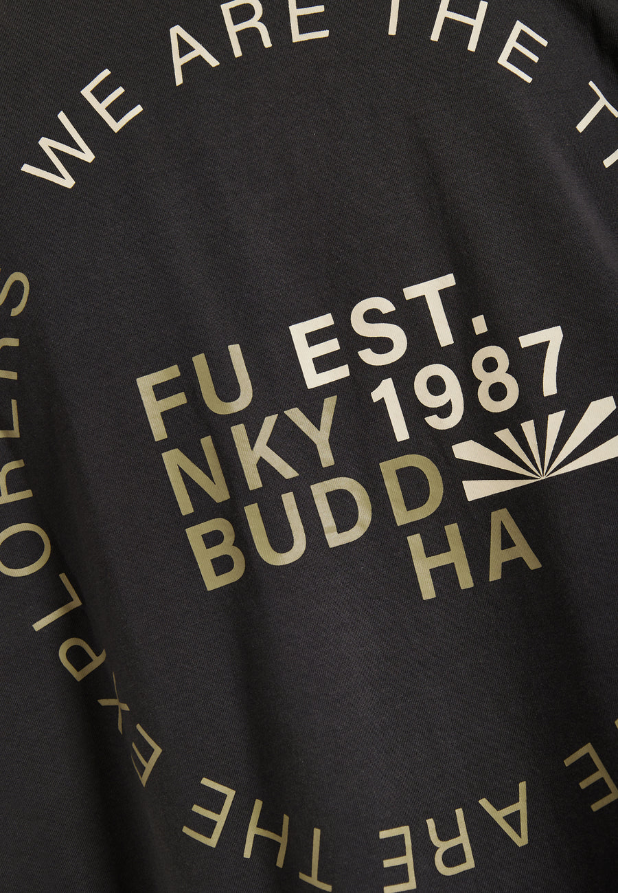 Tricou cu croială lejeră și imprimeu artistic pe spate - Antracit