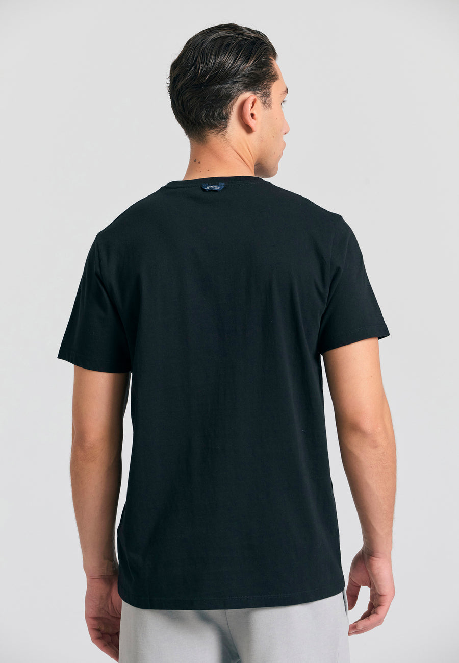 Tricou din bumbac organic cu imprimeu în relief - Negru