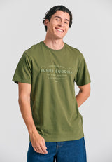 Organic cotton t-shirt with embossed print - Khaki