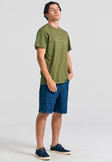 Organic cotton t-shirt with embossed print - Khaki