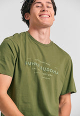 Organic cotton t-shirt with embossed print - Khaki