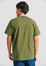 Organic cotton t-shirt with embossed print - Khaki