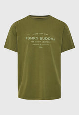 Organic cotton t-shirt with embossed print - Khaki