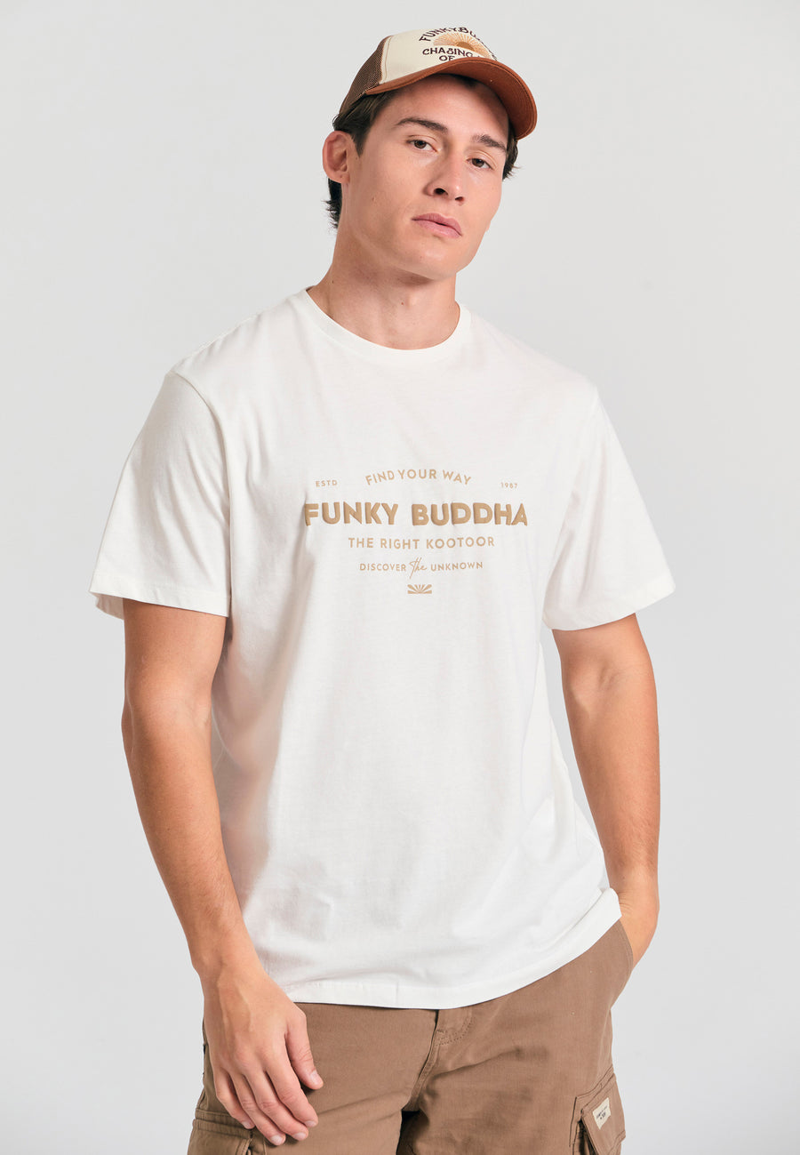 Tricou din bumbac organic cu imprimeu în relief - Alb-gălbui