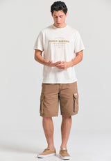 Tricou din bumbac organic cu imprimeu în relief - Alb-gălbui