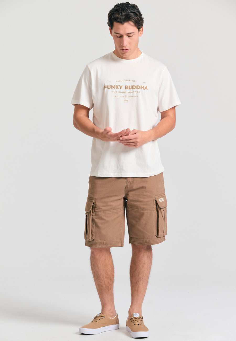 Tricou din bumbac organic cu imprimeu în relief - Alb-gălbui