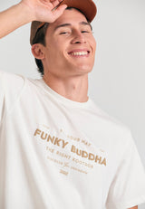Tricou din bumbac organic cu imprimeu în relief - Alb-gălbui