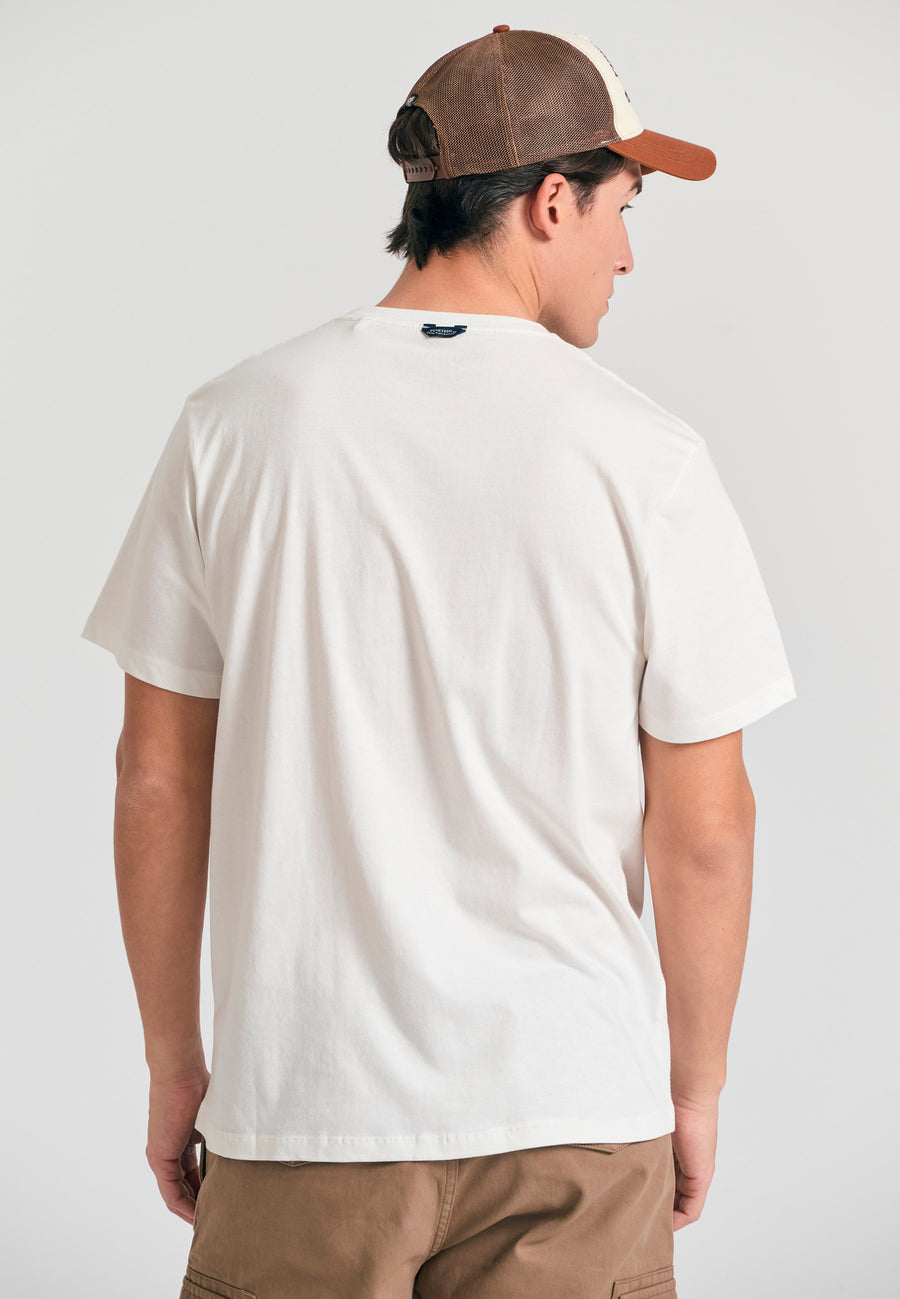 Tricou din bumbac organic cu imprimeu în relief - Alb-gălbui