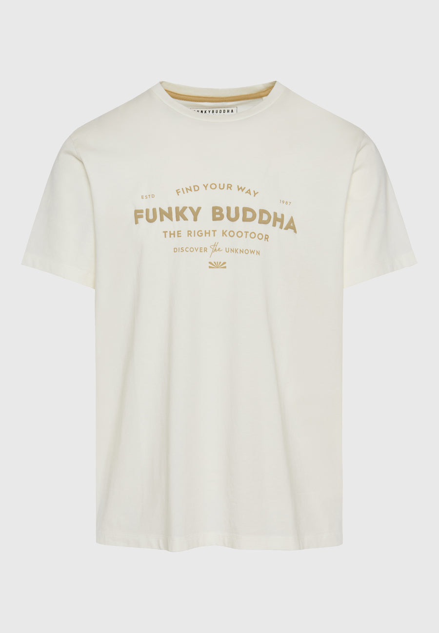 Tricou din bumbac organic cu imprimeu în relief - Alb-gălbui