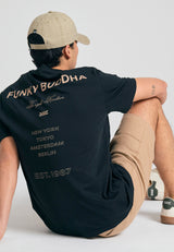 Tricou lejer cu imprimeu artistic pe spate - Negru
