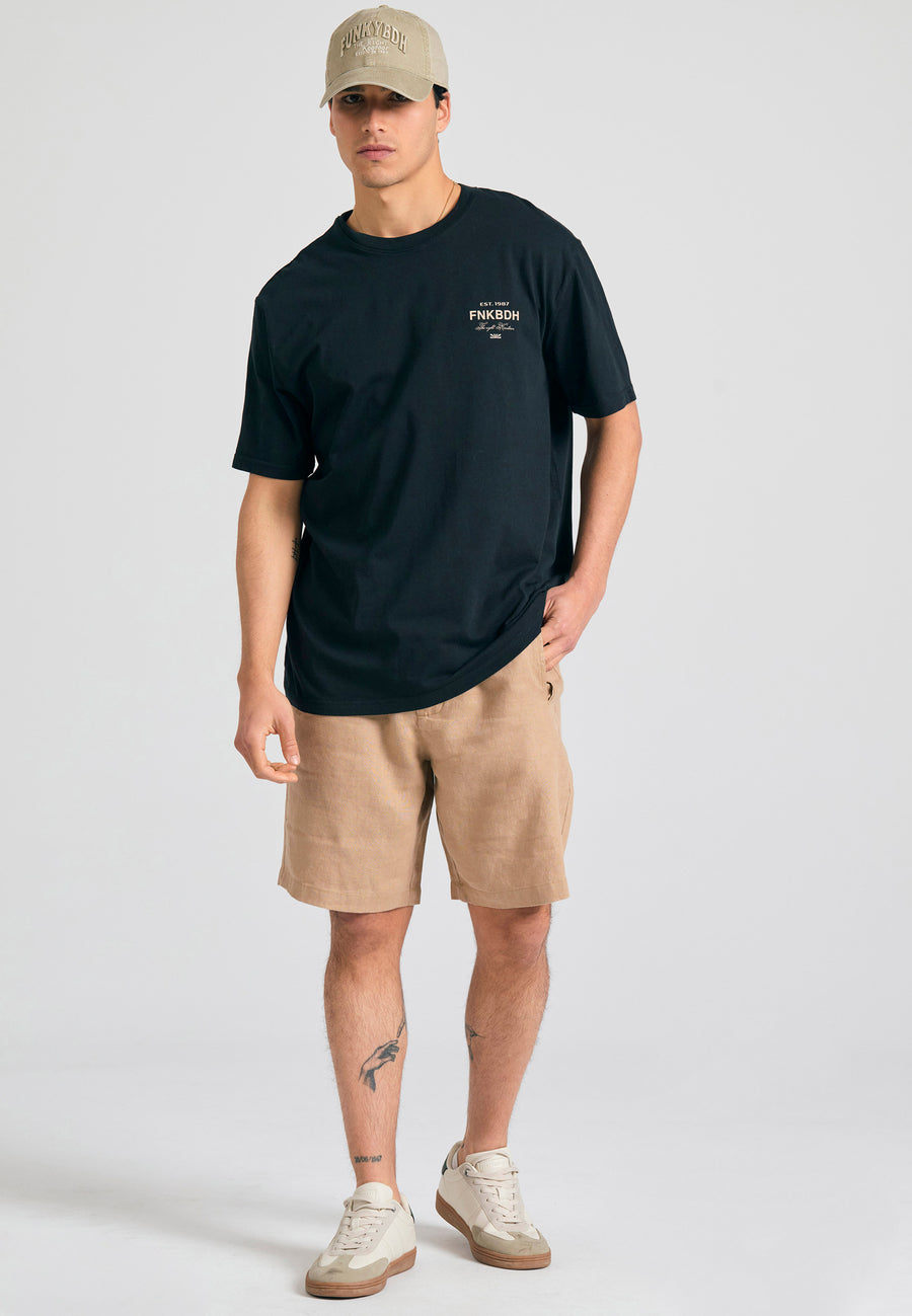 Tricou lejer cu imprimeu artistic pe spate - Negru