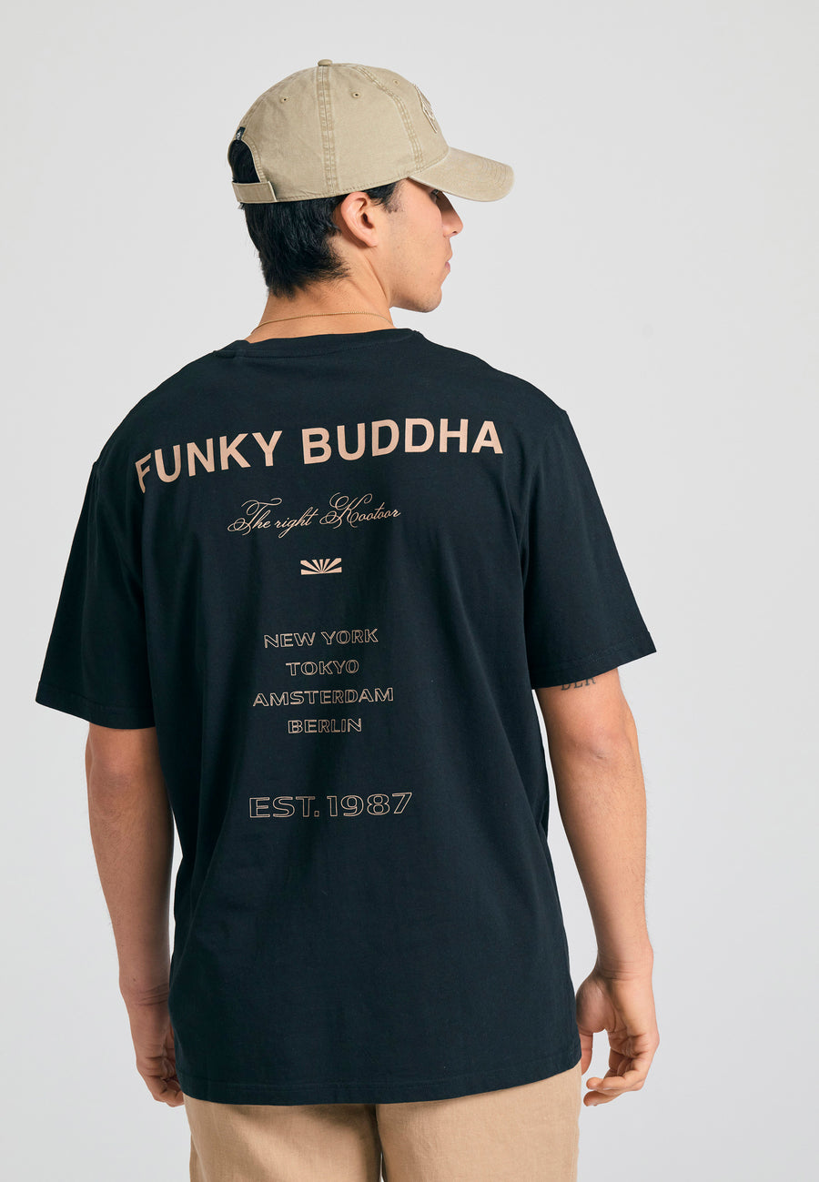 Tricou lejer cu imprimeu artistic pe spate - Negru