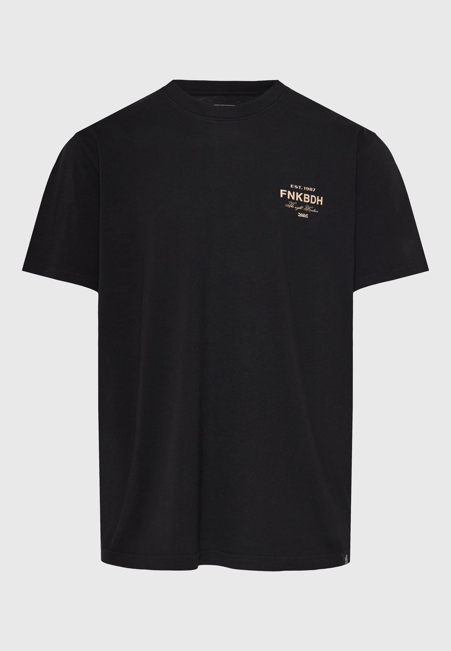 Tricou lejer cu imprimeu artistic pe spate - Negru